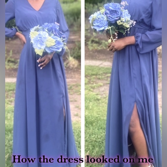 A-Line V-neck Floor-Length Bridesmaid Dress With Split Front - Picture 2 of 4